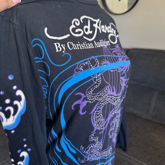 Women vintage Ed Hardy Christian Audigier long sleeve size xl - Picture 3 of 7